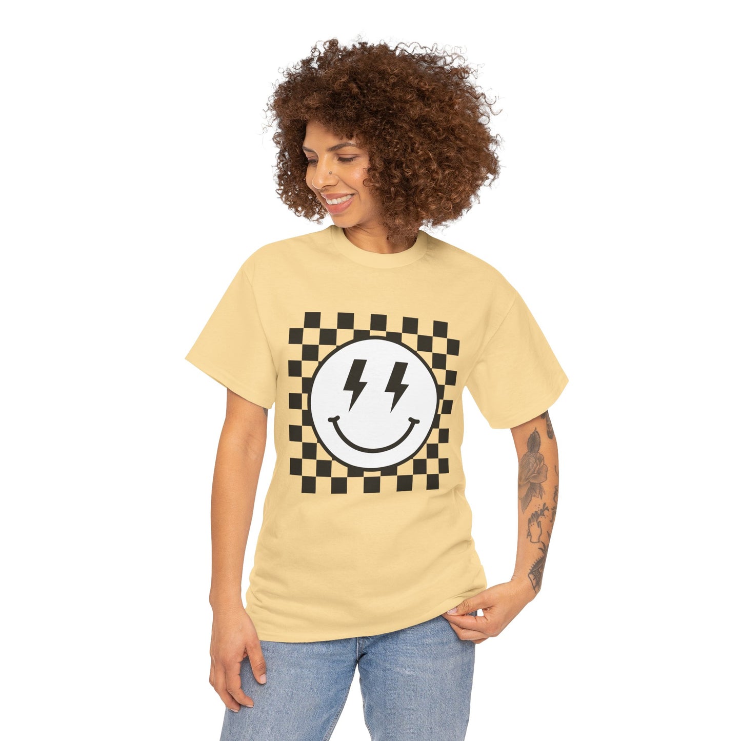 Checkered Smiley Lightning Unisex Tee