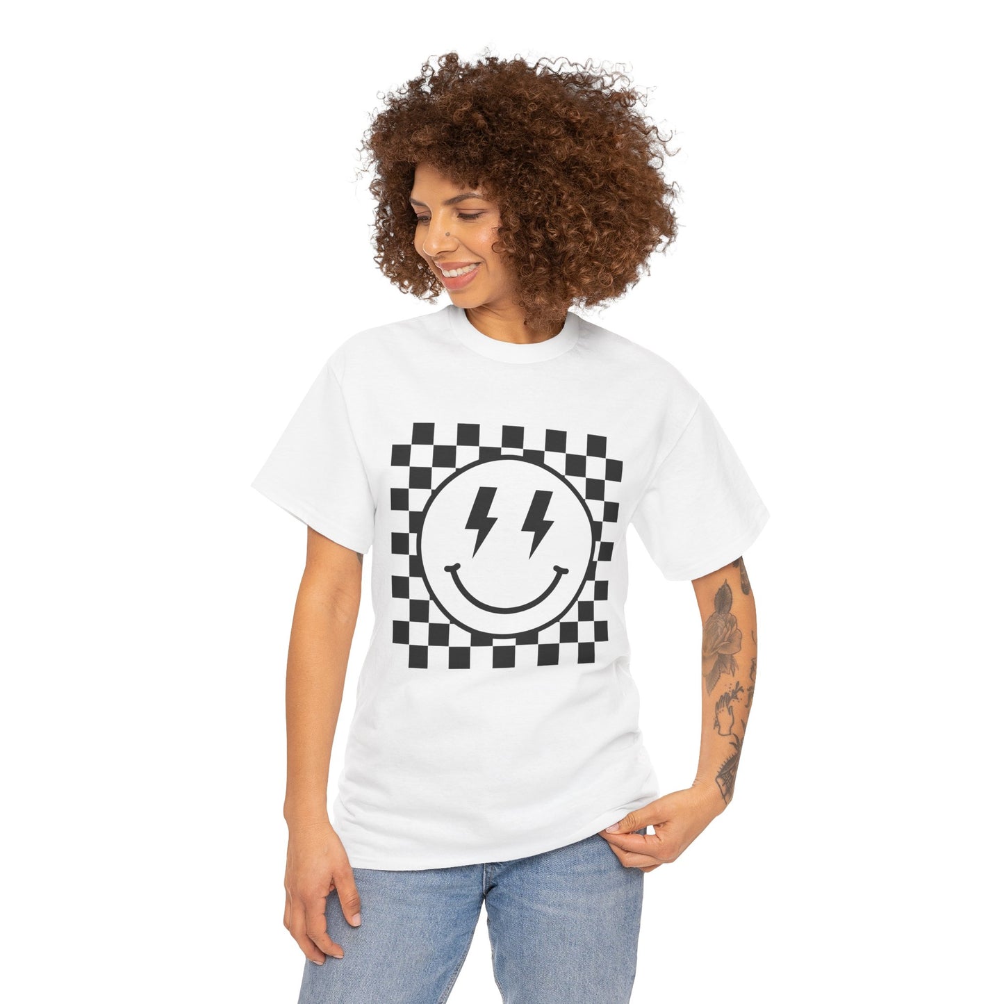 Checkered Smiley Lightning Unisex Tee