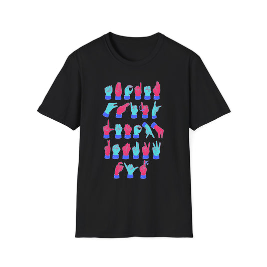 ASL Alphabet Letters Pink & Blue Tee