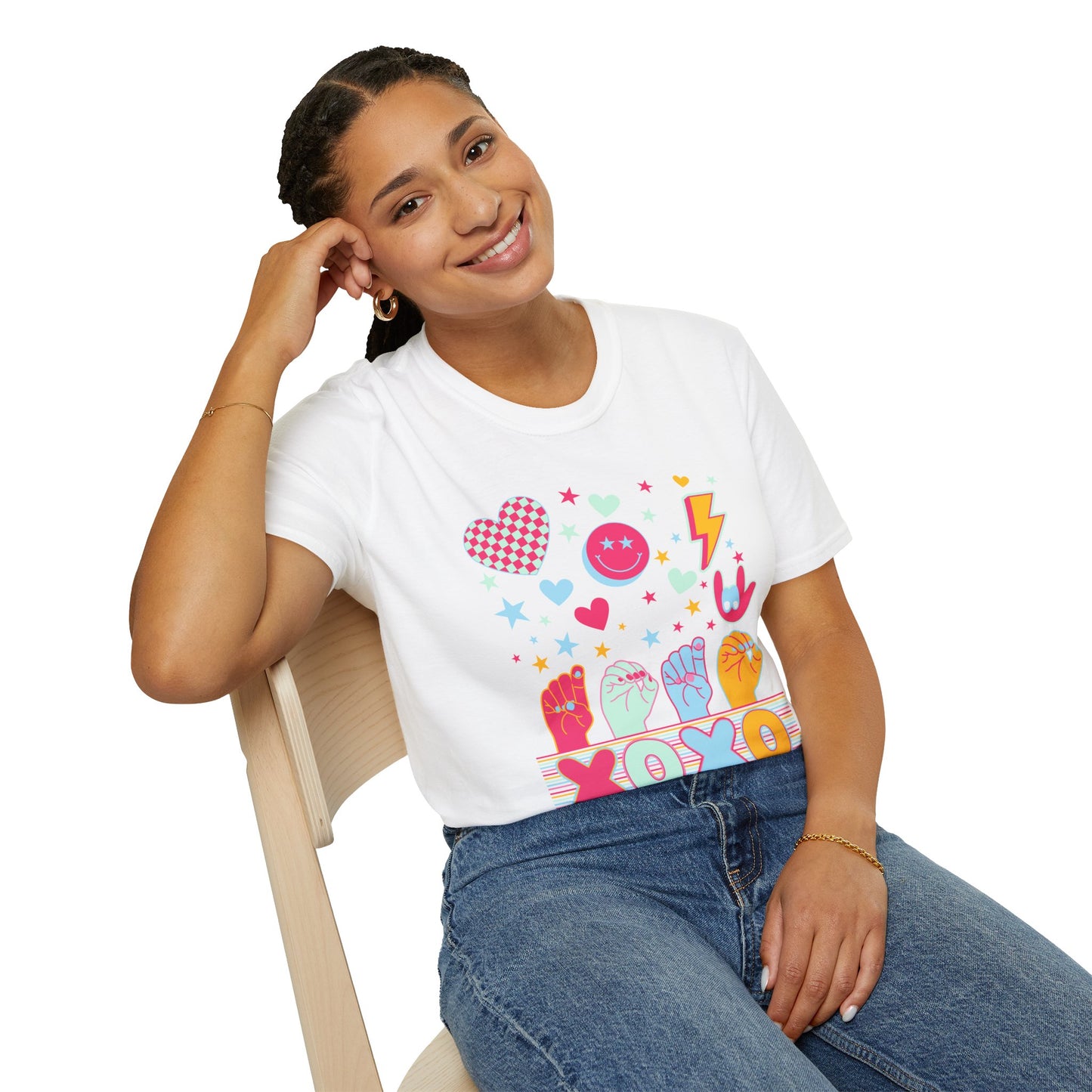 Retro ASL XOXO Hearts & Stars Tee