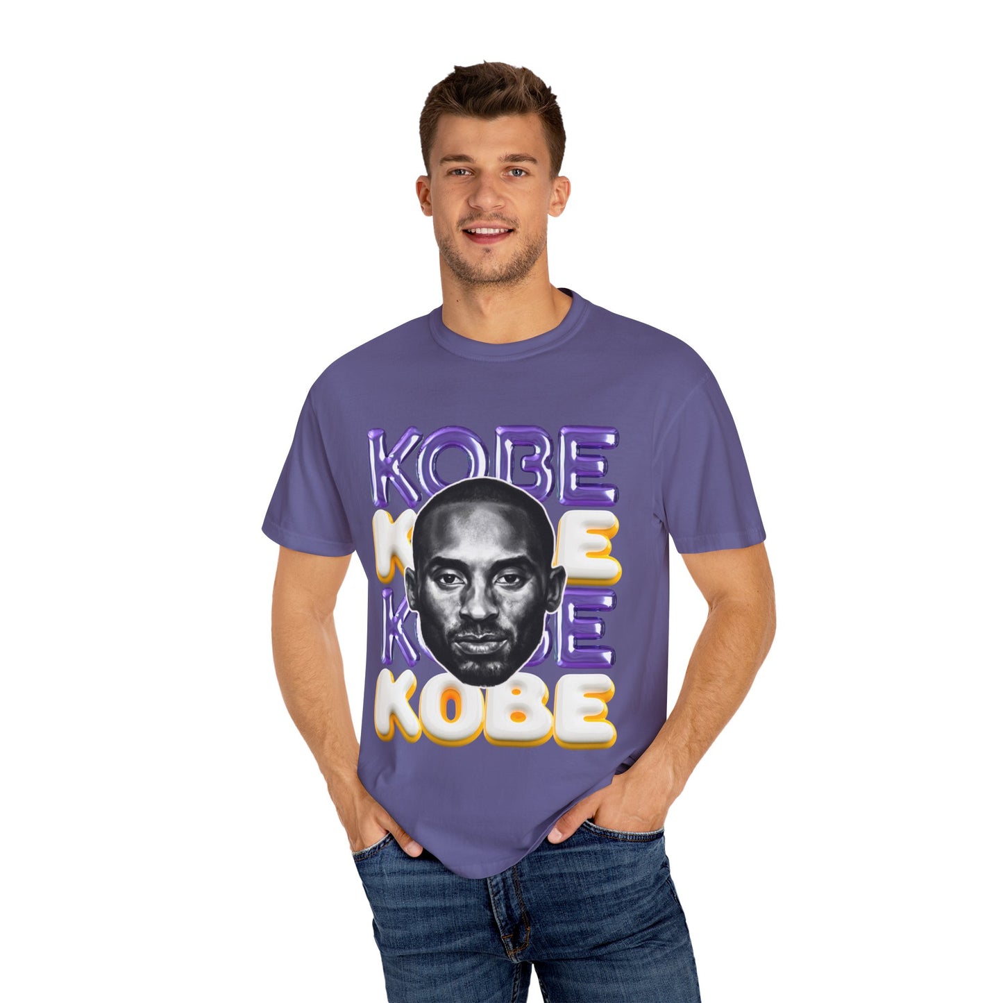 Kobe Bryant 3D Bubble Letter T-Shirt - Colorful Portrait & Bold Tribute Tee