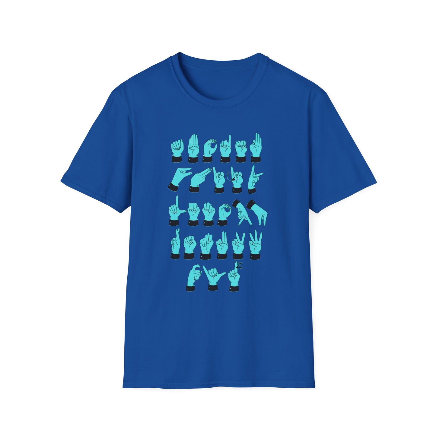 ASL Letters Teal & Black Unisex T-Shirt