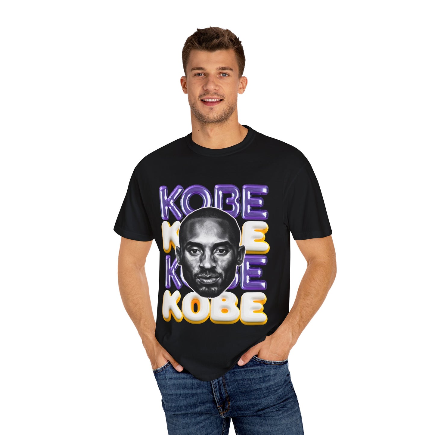 Kobe Bryant 3D Bubble Letter T-Shirt - Colorful Portrait & Bold Tribute Tee