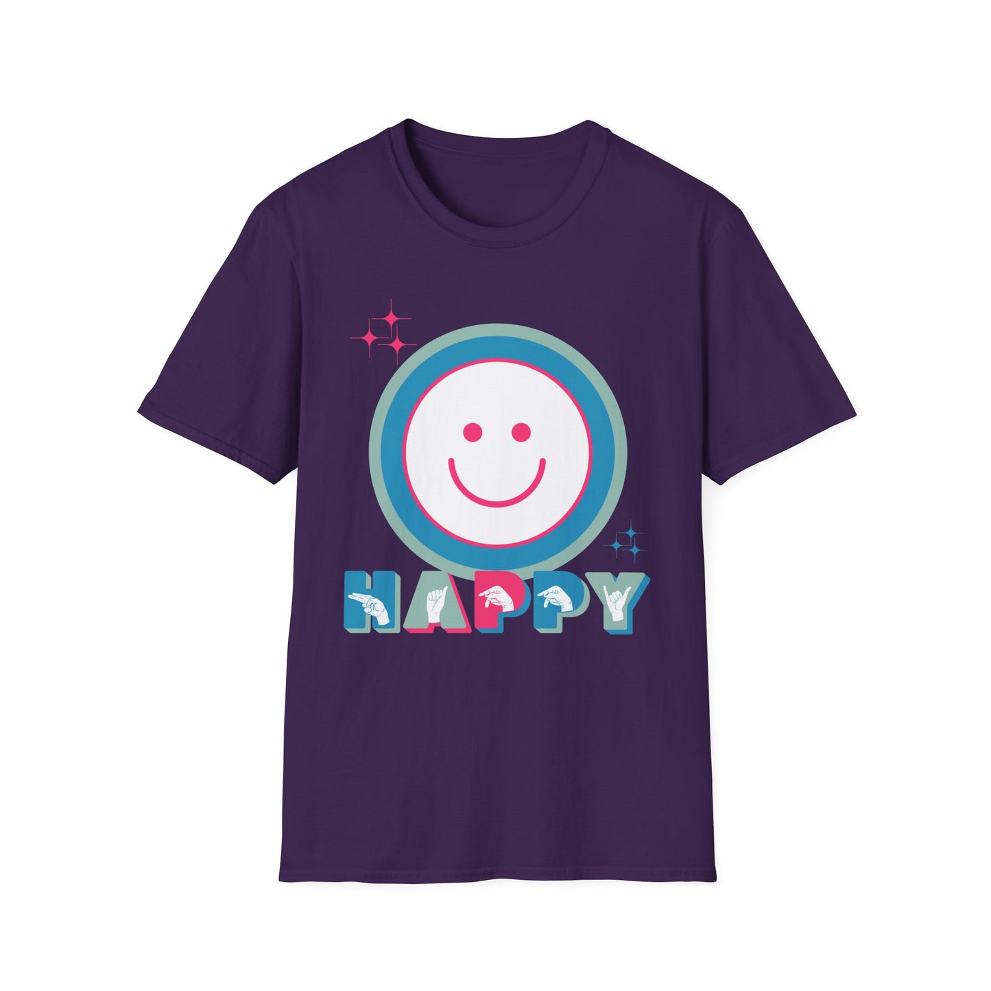 ASL Happy Smile Unisex Softstyle T-Shirt - Positive Vibes Apparel American Sign Language