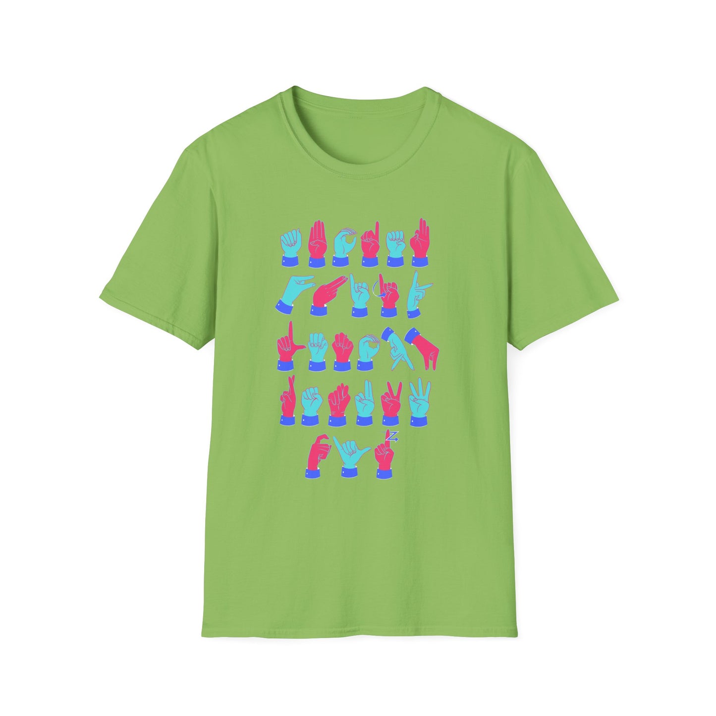 ASL Alphabet Pink & Blue Unisex T-Shirt