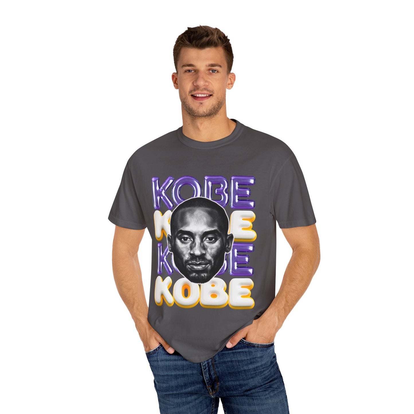 Kobe Bryant 3D Bubble Letter T-Shirt - Colorful Portrait & Bold Tribute Tee