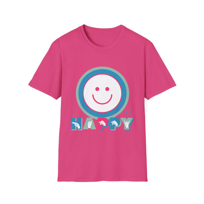 ASL Happy Smile Unisex Softstyle T-Shirt - Positive Vibes Apparel American Sign Language