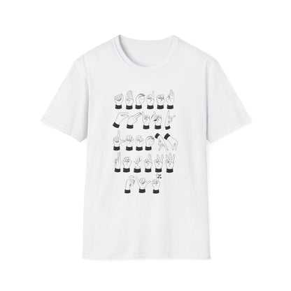 Sign Language Alphabet Unisex T-Shirt - Black and White ASL Letters