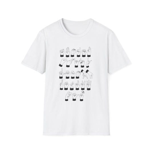 Sign Language Alphabet Unisex T-Shirt - Black and White ASL Letters