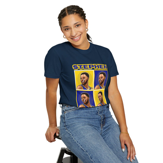 Stephen Curry Block-Style Colorful Portrait T-Shirt Basketball Streetwear