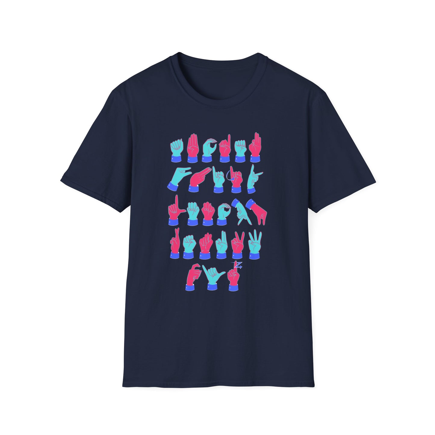 ASL Alphabet Pink & Blue Unisex T-Shirt