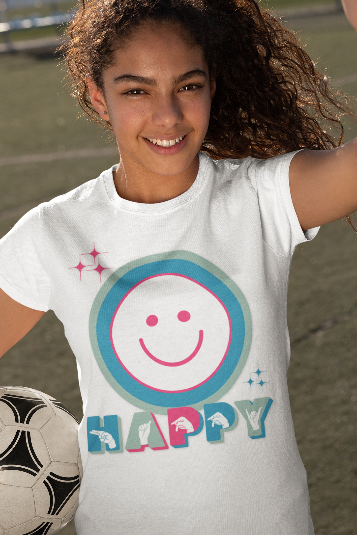 ASL Happy Smile Unisex Softstyle T-Shirt - Positive Vibes Apparel American Sign Language