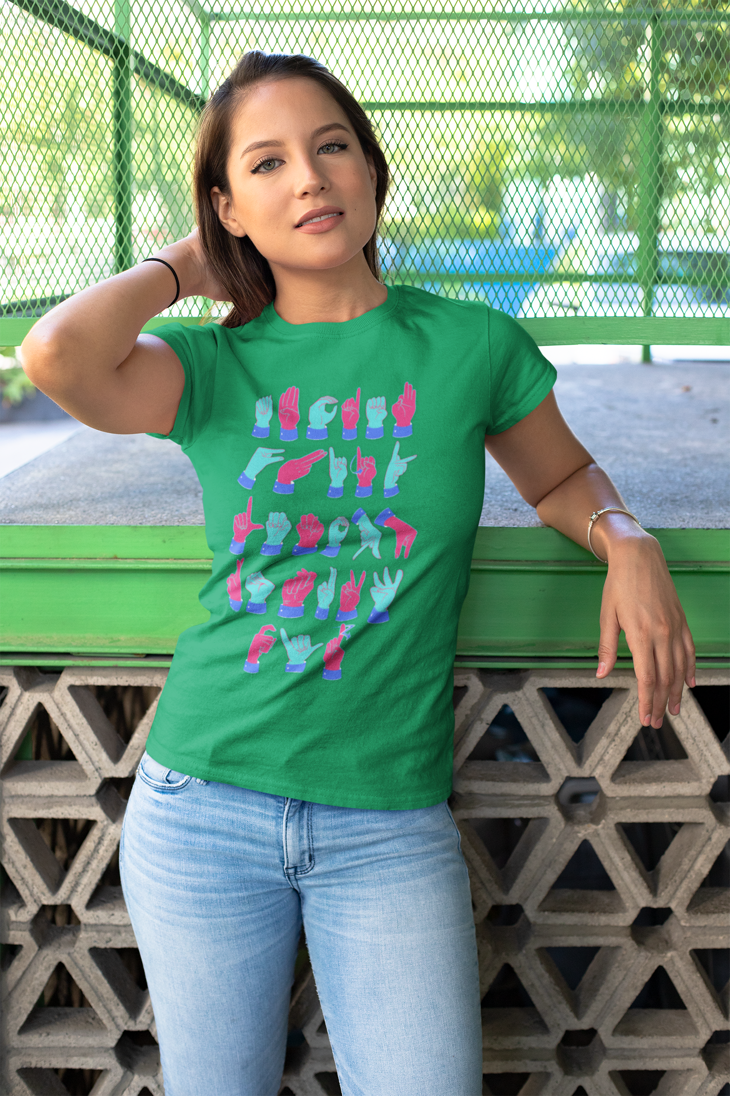 ASL Alphabet Pink & Blue Unisex T-Shirt