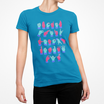 ASL Alphabet Pink & Blue Unisex T-Shirt