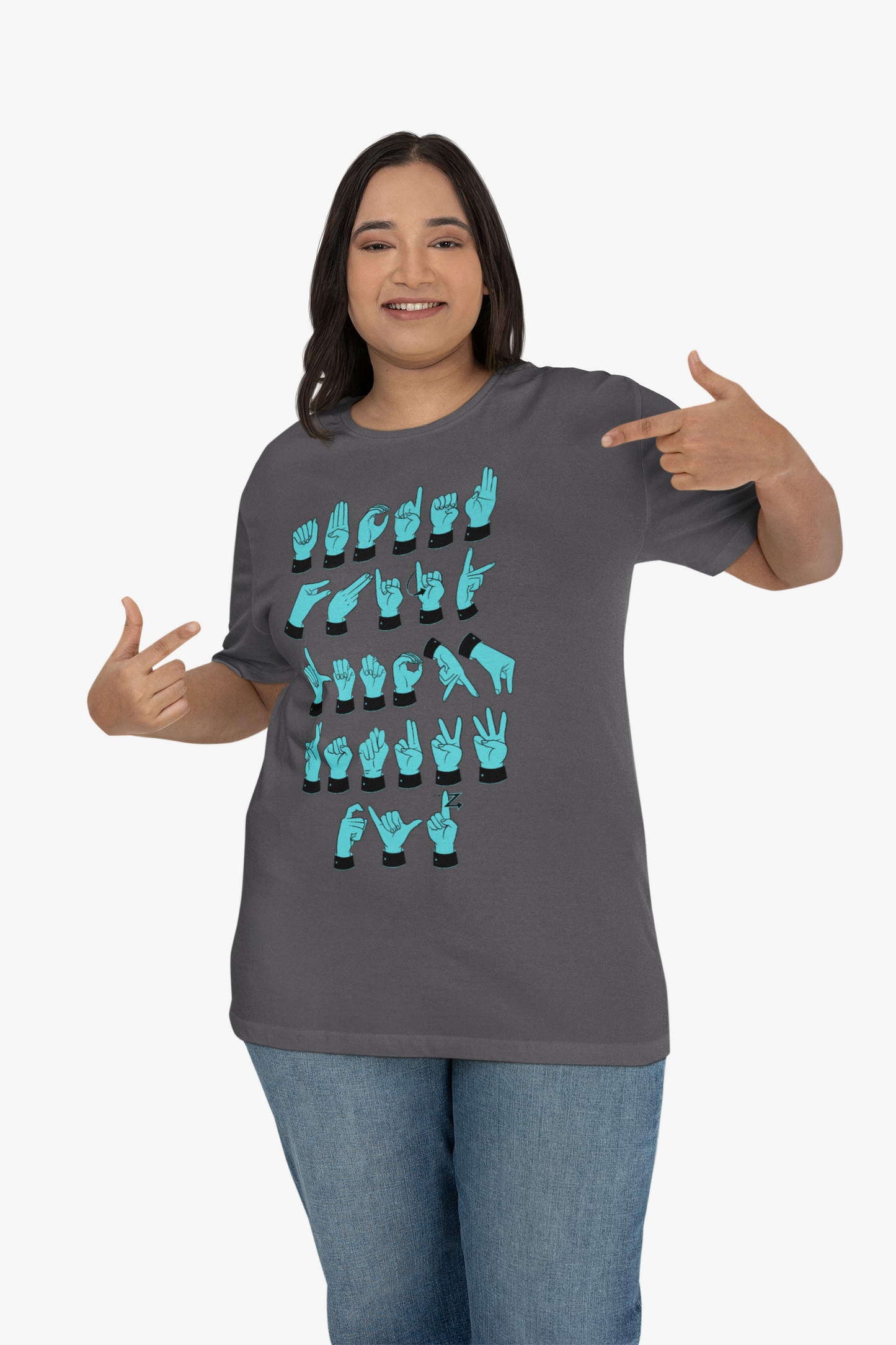 ASL Letters Teal & Black Unisex T-Shirt