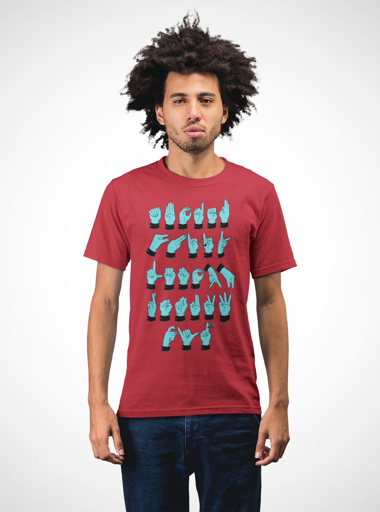 ASL Letters Teal & Black Unisex T-Shirt