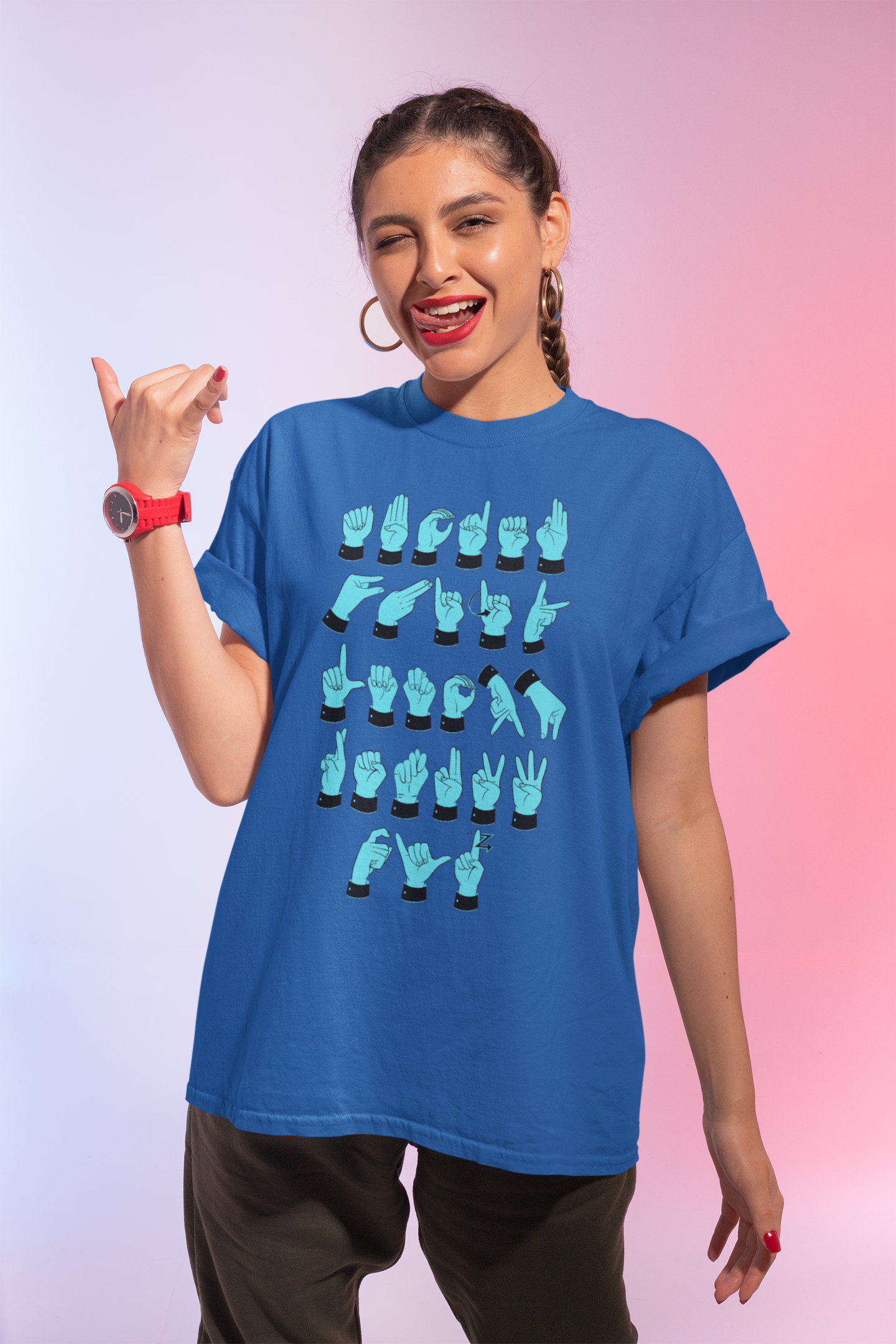 ASL Letters Teal & Black Unisex T-Shirt