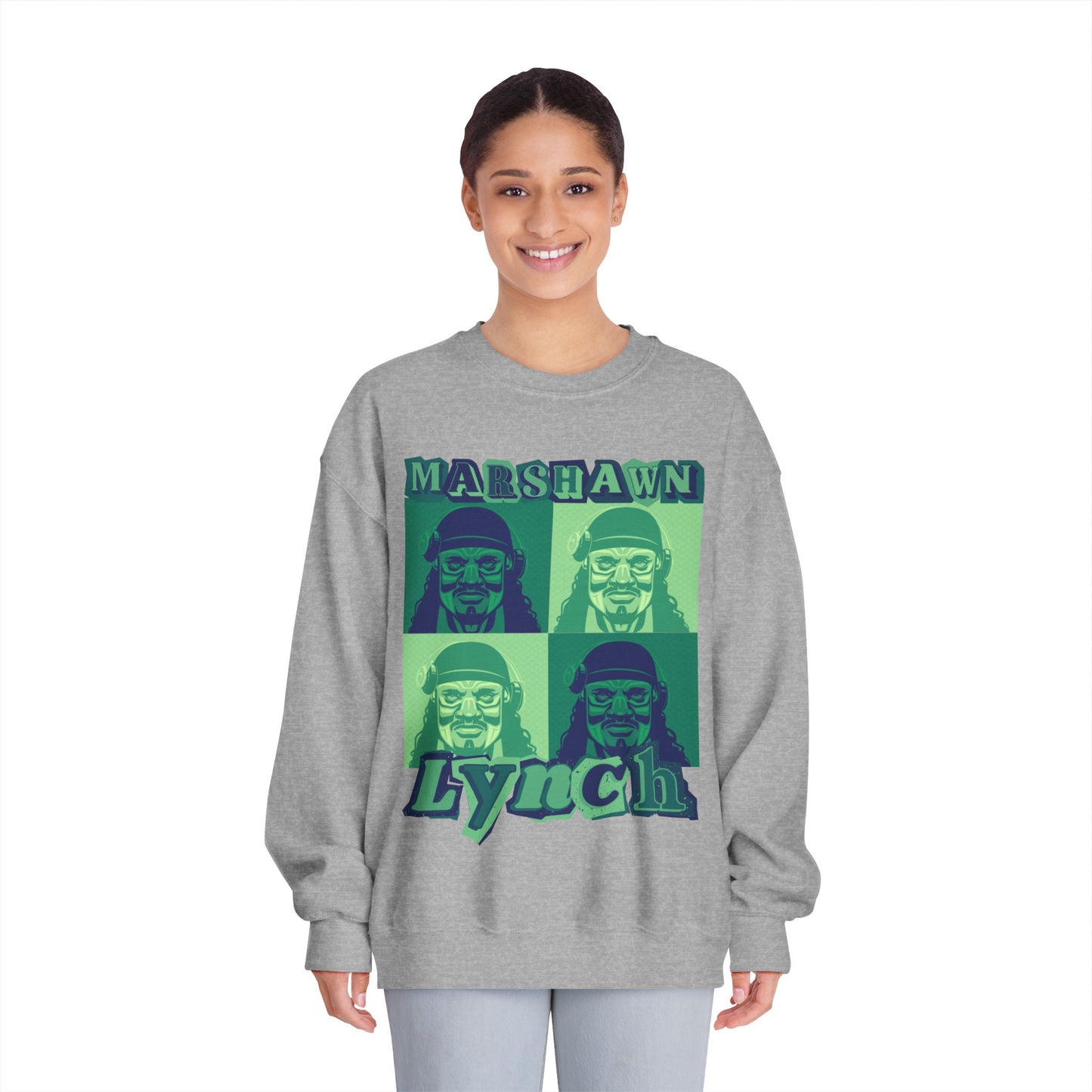 Copy of Marshawn Lynch Block-Style Colorful Portrait Sweatshirt – Bold Football Streetwear