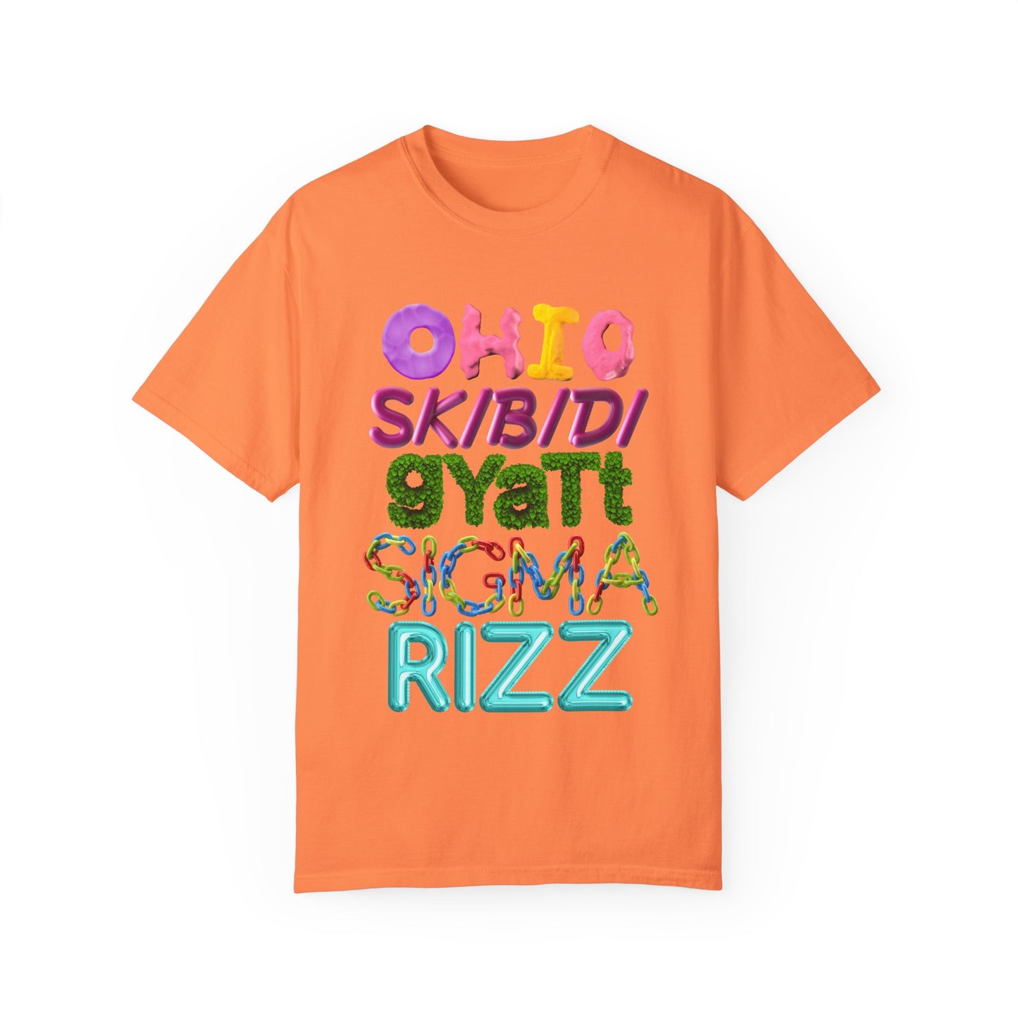 Funny 3D Colorful "Gen" Wordings T-Shirt – Bold Ohio, Skibidi, Gyatt, Sigma & Rizz Pop Art