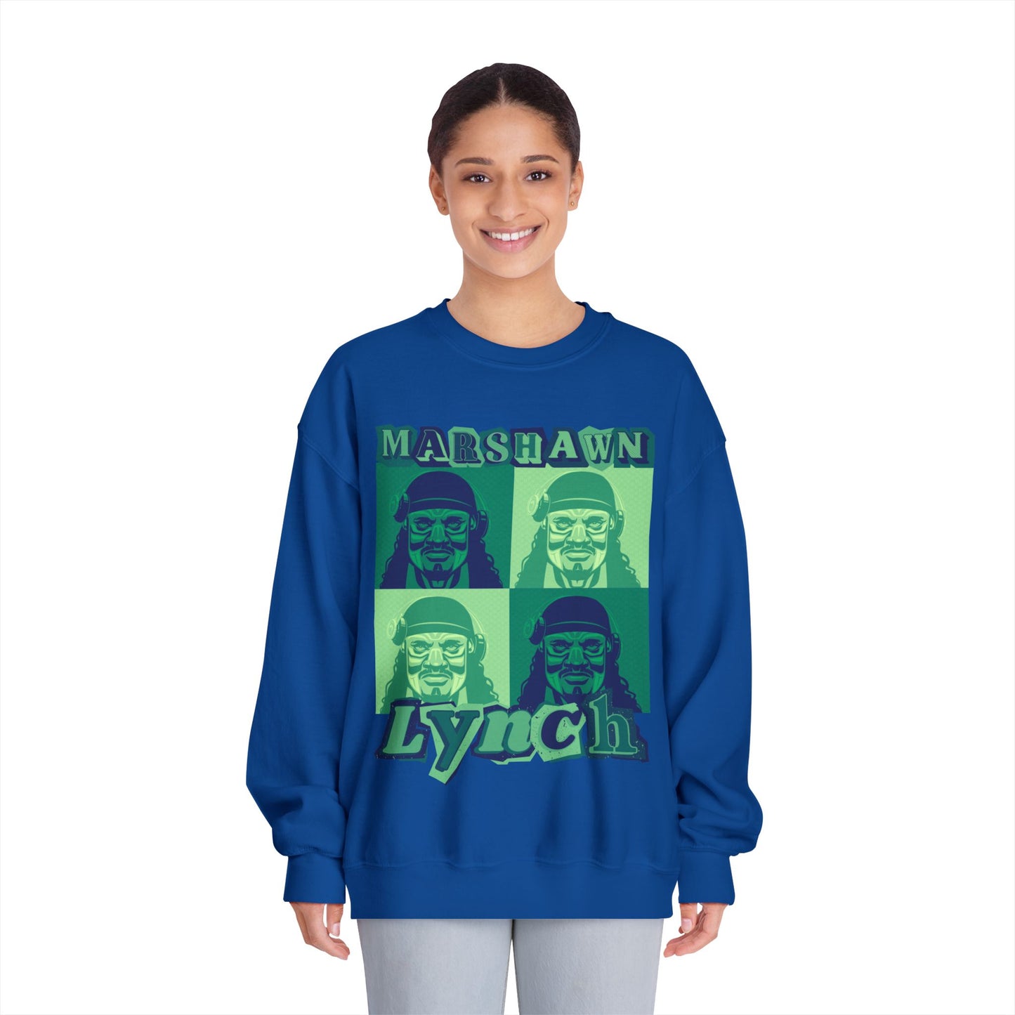 Copy of Marshawn Lynch Block-Style Colorful Portrait Sweatshirt – Bold Football Streetwear