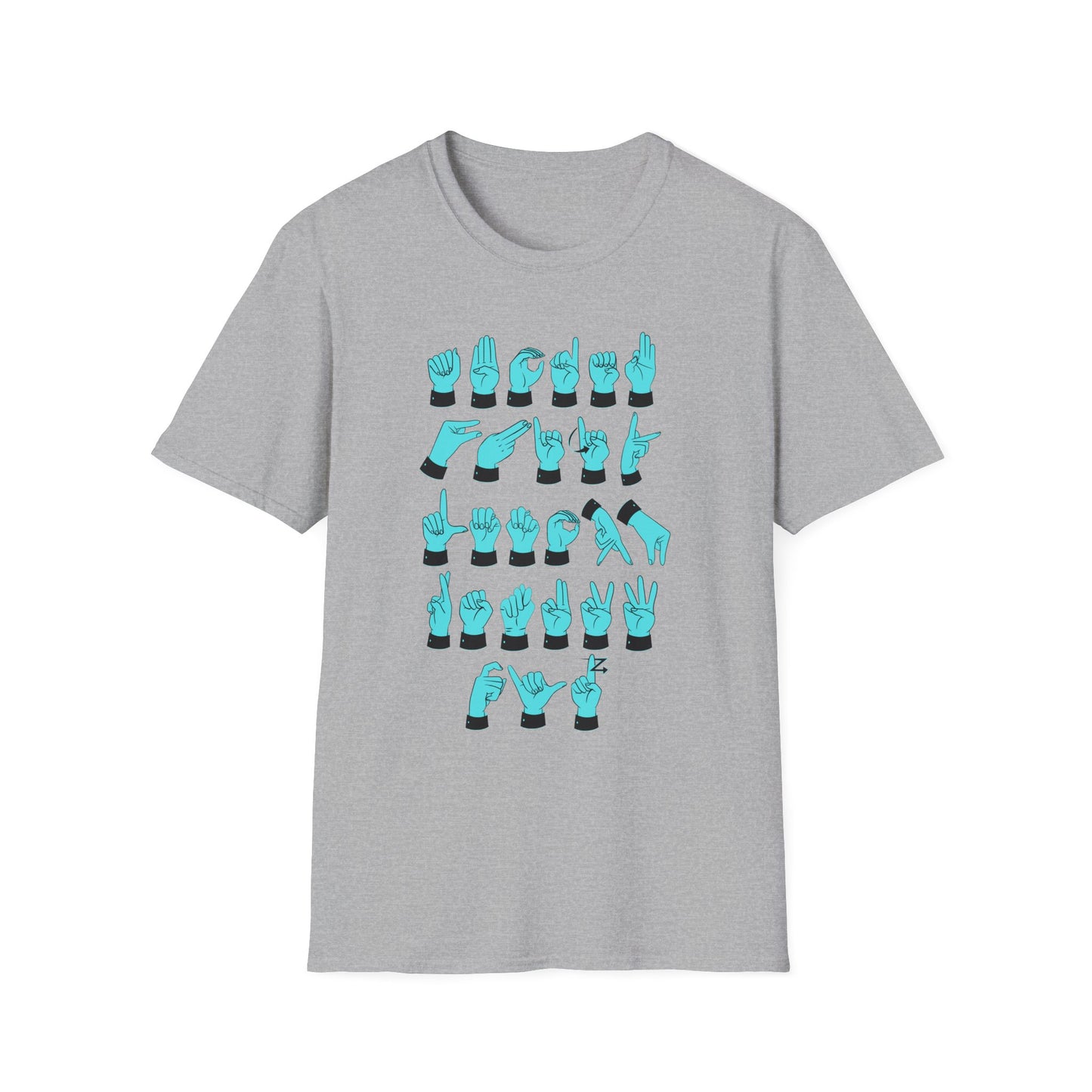 ASL Letters Teal & Black Unisex T-Shirt