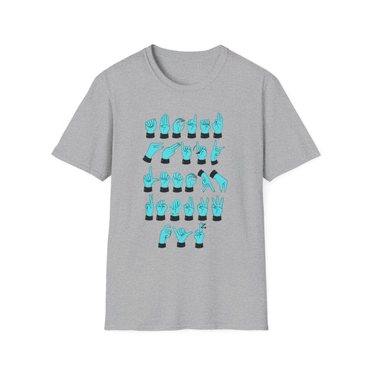 ASL Letters Teal & Black Unisex T-Shirt