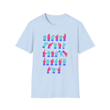 ASL Alphabet Pink & Blue Unisex T-Shirt