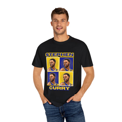 Stephen Curry Block-Style Colorful Portrait T-Shirt Basketball Streetwear