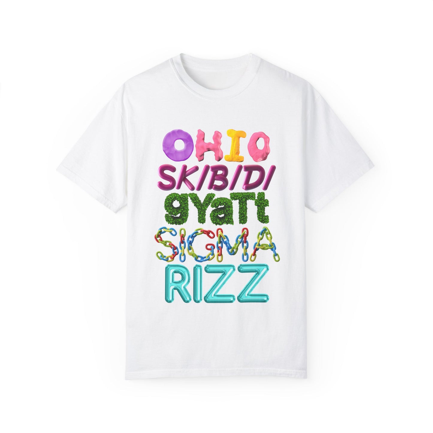 Funny 3D Colorful "Gen" Wordings T-Shirt – Bold Ohio, Skibidi, Gyatt, Sigma & Rizz Pop Art