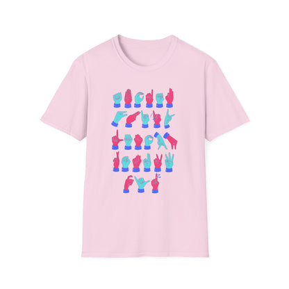 ASL Alphabet Pink & Blue Unisex T-Shirt