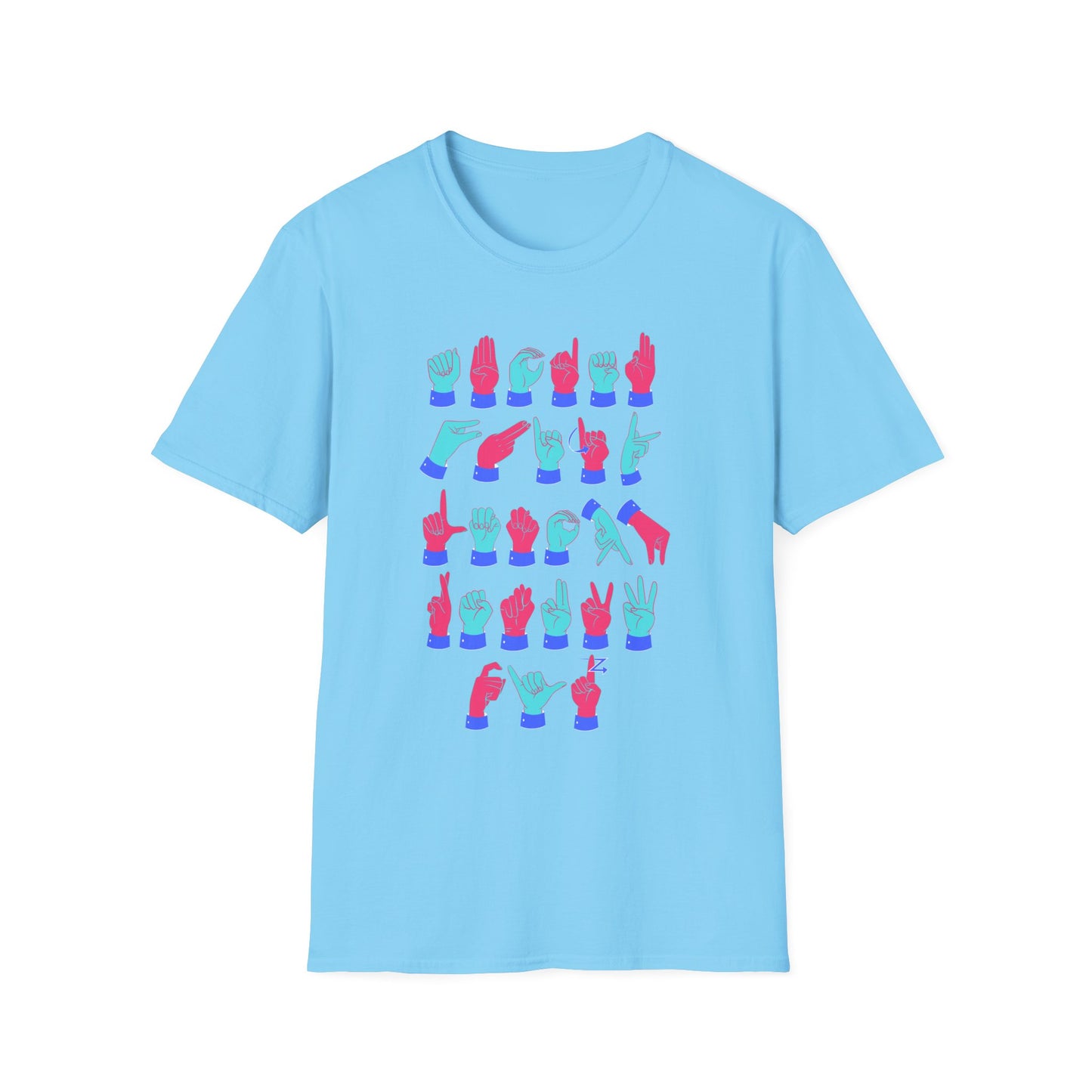 ASL Alphabet Pink & Blue Unisex T-Shirt