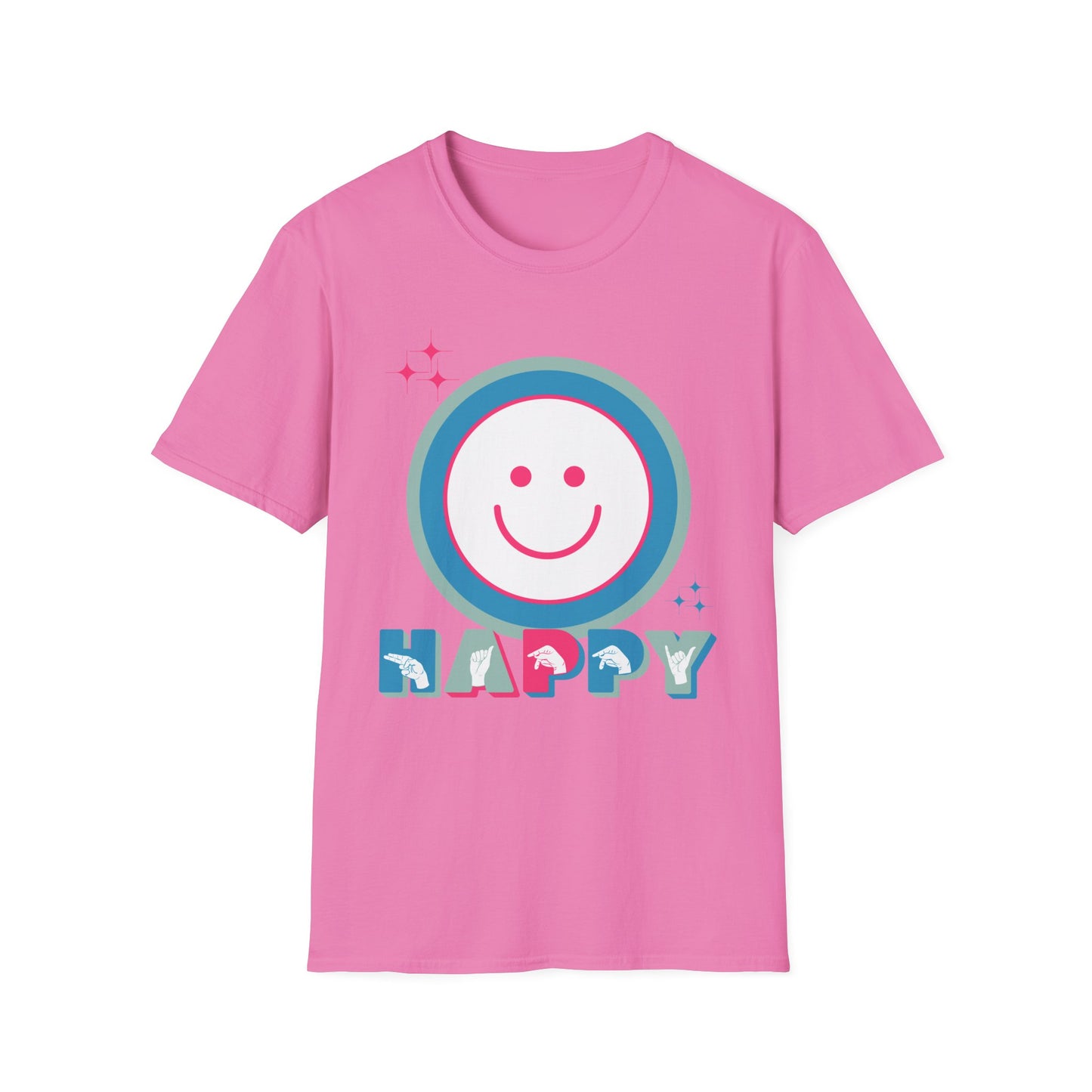 ASL Happy Smile Unisex Softstyle T-Shirt - Positive Vibes Apparel American Sign Language