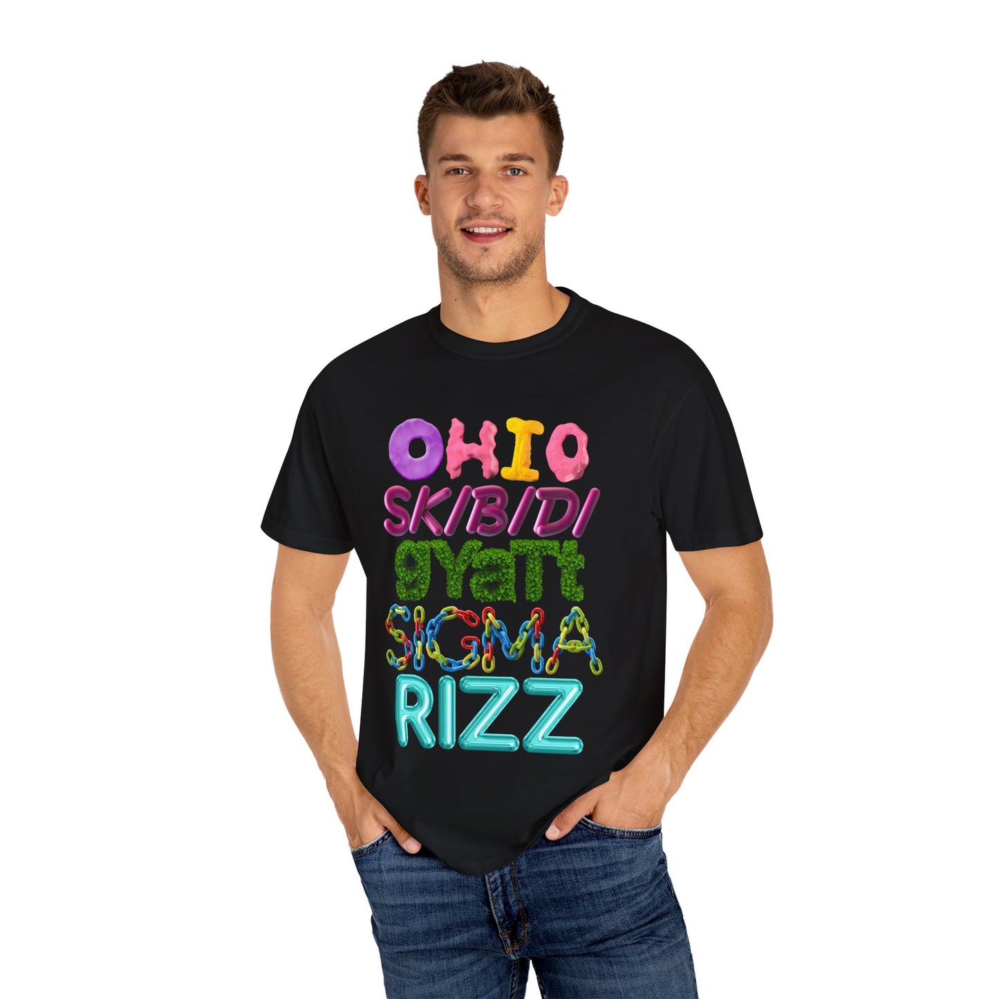 Funny 3D Colorful "Gen" Wordings T-Shirt – Bold Ohio, Skibidi, Gyatt, Sigma & Rizz Pop Art