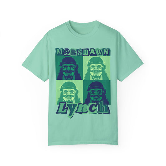 Marshawn Lynch Block-Style Colorful Portrait T-Shirt – Bold Football Streetwear