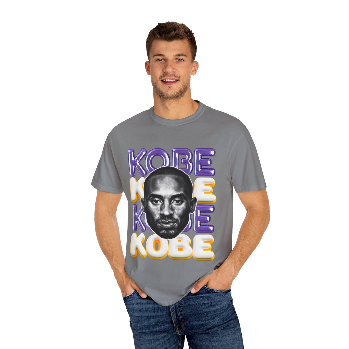 Kobe Bryant 3D Bubble Letter T-Shirt - Colorful Portrait & Bold Tribute Tee