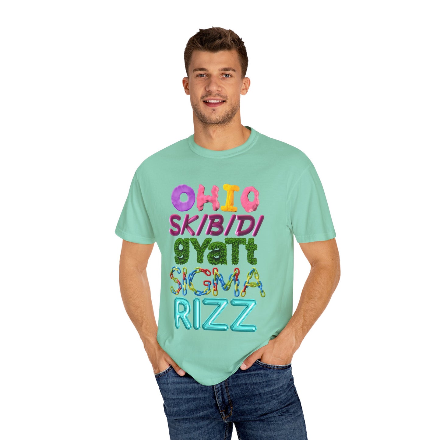 Funny 3D Colorful "Gen" Wordings T-Shirt – Bold Ohio, Skibidi, Gyatt, Sigma & Rizz Pop Art