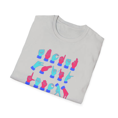 ASL Alphabet Pink & Blue Unisex T-Shirt