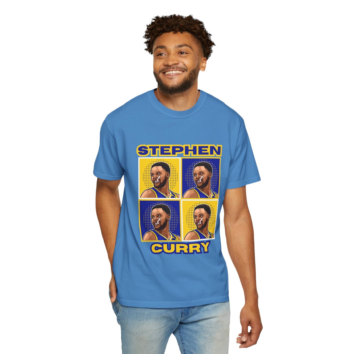 Stephen Curry Block-Style Colorful Portrait T-Shirt Basketball Streetwear