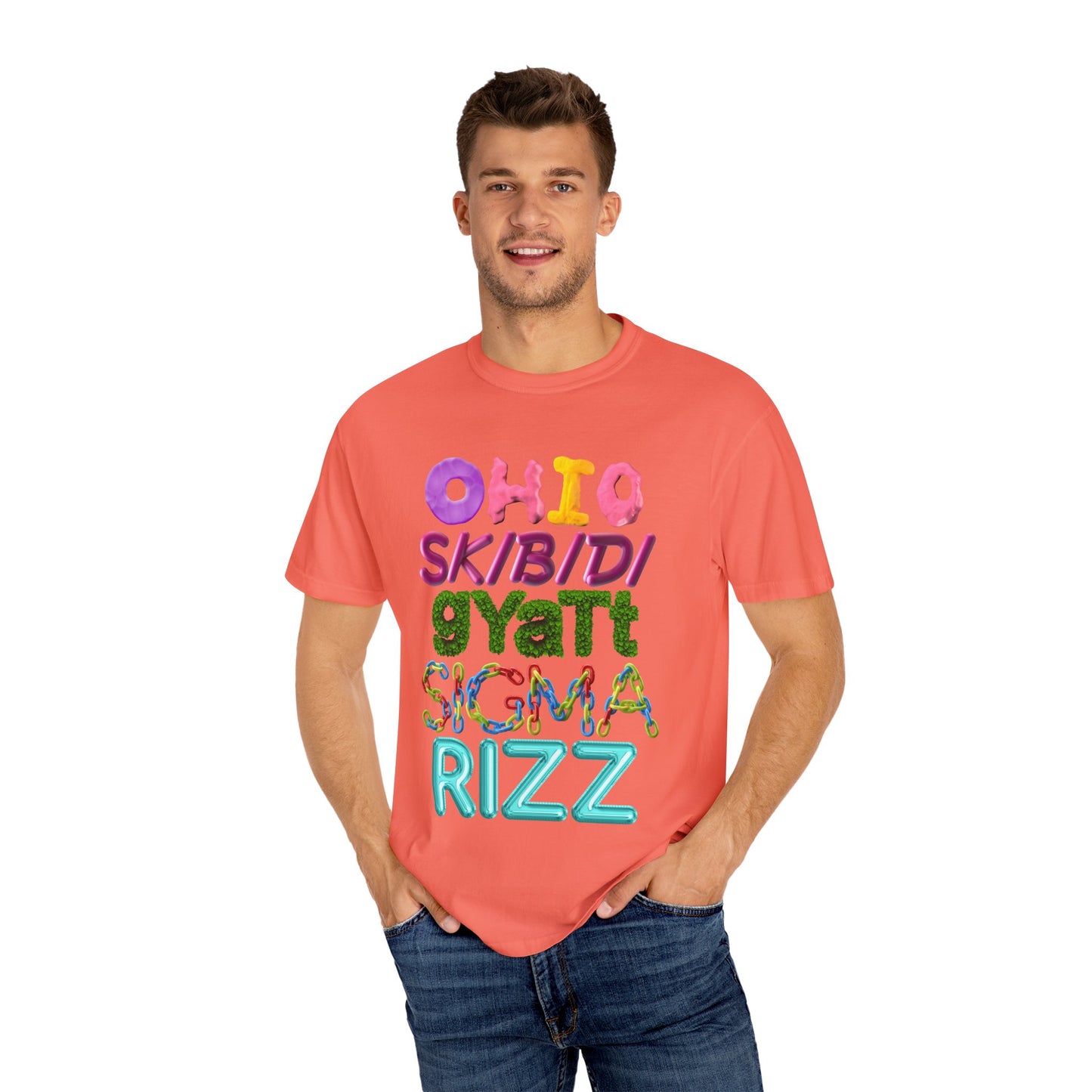 Funny 3D Colorful "Gen" Wordings T-Shirt – Bold Ohio, Skibidi, Gyatt, Sigma & Rizz Pop Art