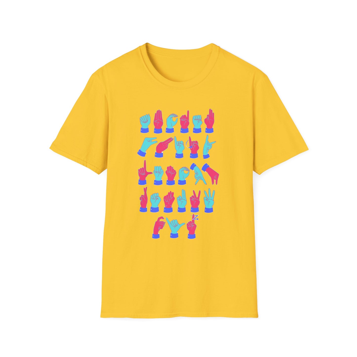 ASL Alphabet Pink & Blue Unisex T-Shirt